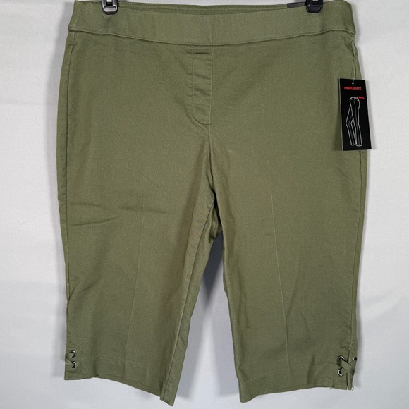 Briggs New York Pants - NWT Briggs Sage Green Pull on‎ Elastic Waist Pants Petite 14P Cropped Comfort